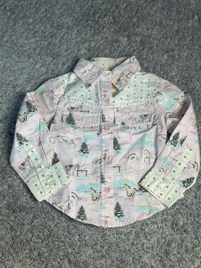 Gymboree Park City Luxe Western horse print button-down shirt 3 vintage 2006